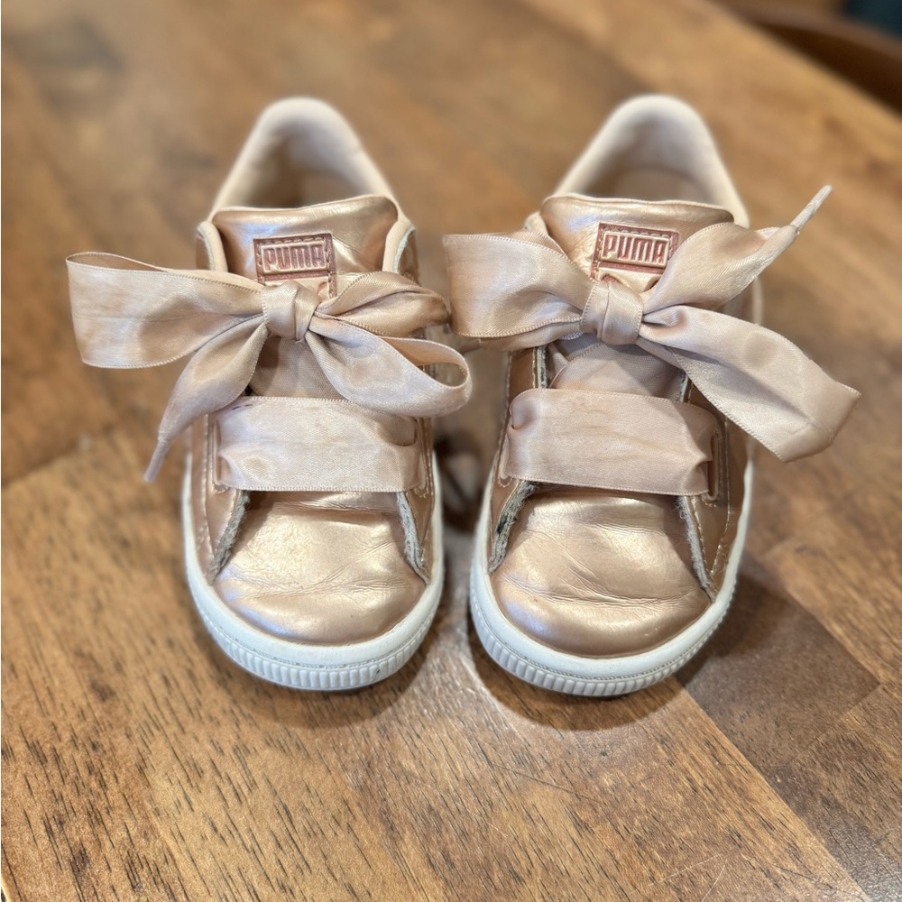 Toddler girls rose gold Puma sneakers